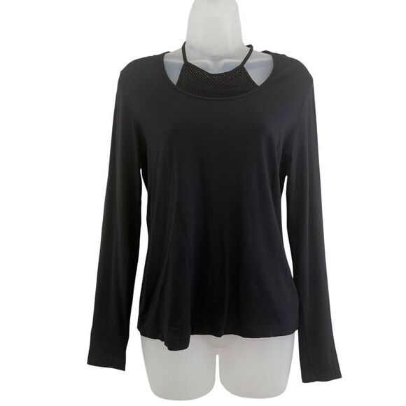 Akris Punto Knit Top Size 10 Cotton Mock Neck Black Pullover Back Zip - Picture 1 of 16